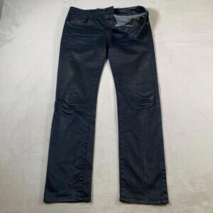 G Star Raw Attack Jeans Men 30x32 Black Cotton Blend Zip Straight Leg Button Fly